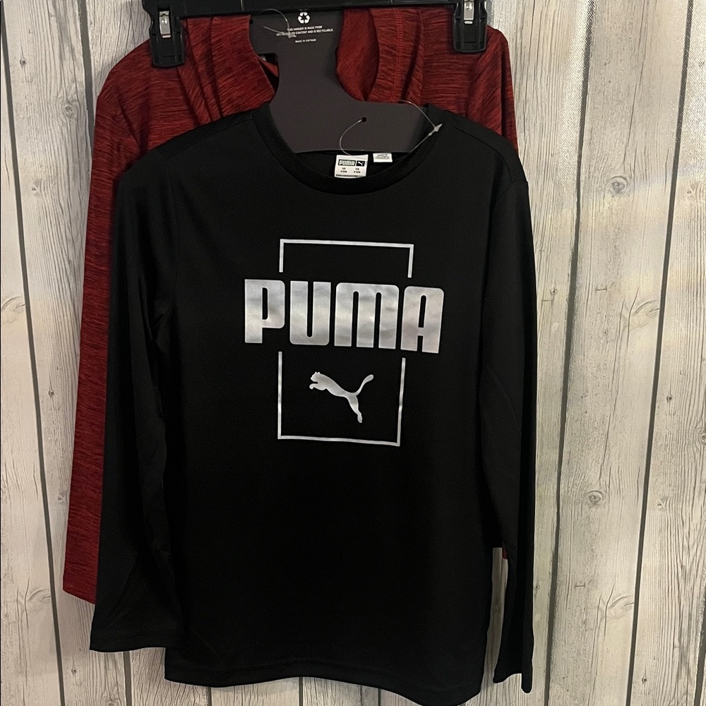 NWT🔥 Puma Youth 2-Pack Hooded Tees with Silver Logo– Size S (7/8) 🔥